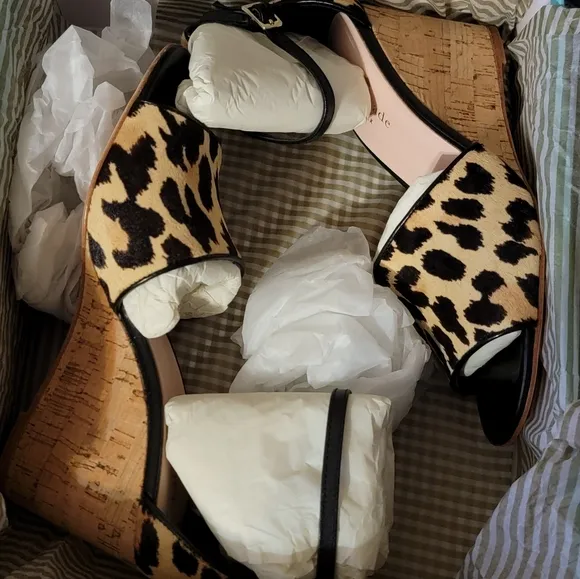 NWT Kate Spade Lonnie Genuine Calf Hair Wedge Sandal