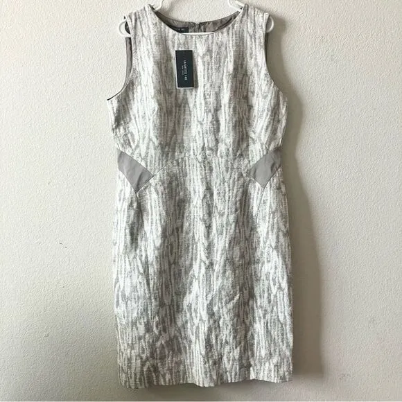 NWT Lafayette 148 Osprey Gray Modest Business Casual Minimalist Dress size 14