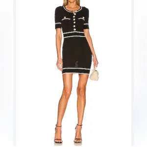 NWT lovers and friends black pearl gold button embellished mini dress size S