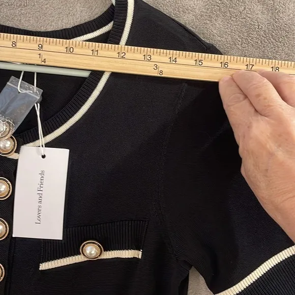 NWT lovers and friends black pearl gold button embellished mini dress size S