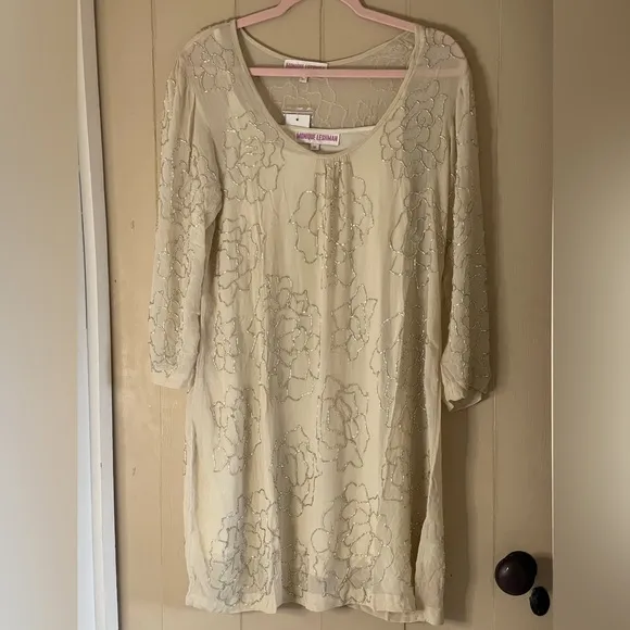 NWT Luxury Resort Y2K DeadStock Ivory Hand Beaded Monique Leshman Dress