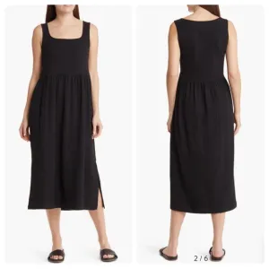 NWT Madewell Mixed Media Tank Dress NK516 Minimalist Small Black