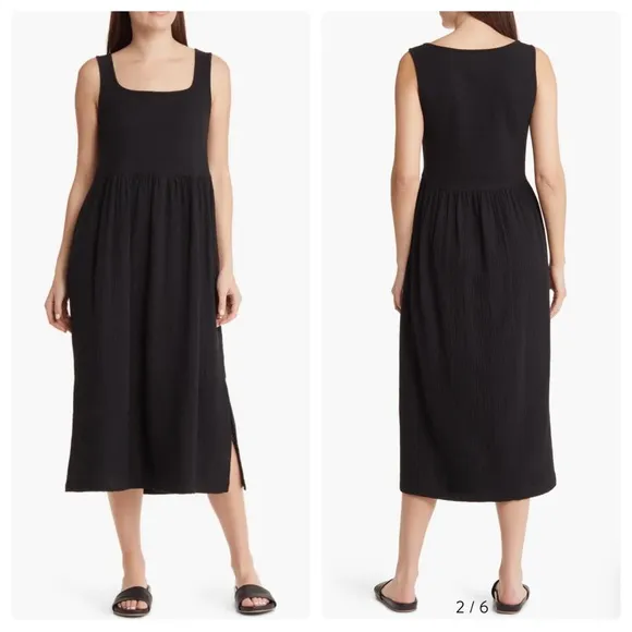 NWT Madewell Mixed Media Tank Dress NK516 Minimalist Small Black