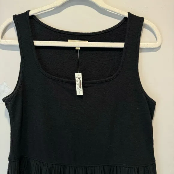 NWT Madewell Mixed Media Tank Dress NK516 Minimalist Small Black