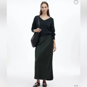 NWT Madewell Satin Maxi  Skirt Luxury forest green