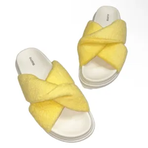 NWT Maeve Yellow/White Slippers, Size 9
