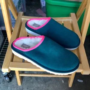 NWT Mens UGG Deep Teal Classic Slip on Suede Sheepskin Slippers Size 12 Lamb