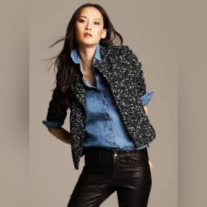 NWT minimalist luxury Banana Republic textured knit moto jacket