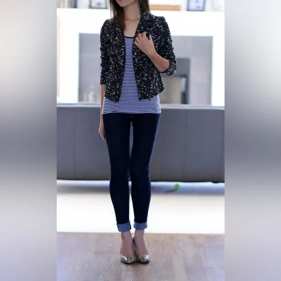 NWT minimalist luxury Banana Republic textured knit moto jacket