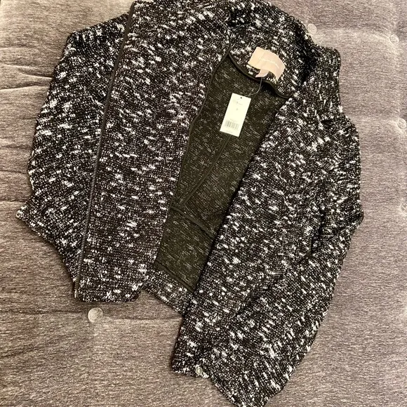 NWT minimalist luxury Banana Republic textured knit moto jacket