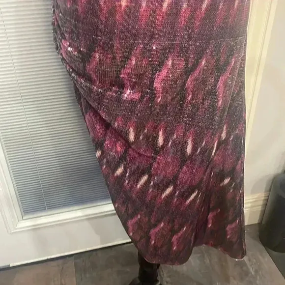NWT Misa Los Angeles Divia Purple Pink Silver Ikat Sequin Dress Womens XS (0-2)