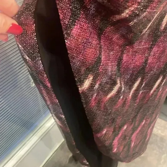 NWT Misa Los Angeles Divia Purple Pink Silver Ikat Sequin Dress Womens XS (0-2)