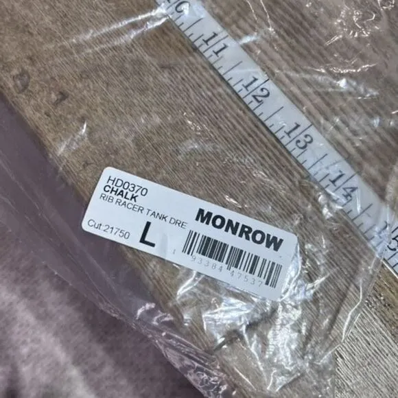 NWT Monrow Ribbed Racer Tank Top Dress Size Large Chalk Gray ribbed minimalist