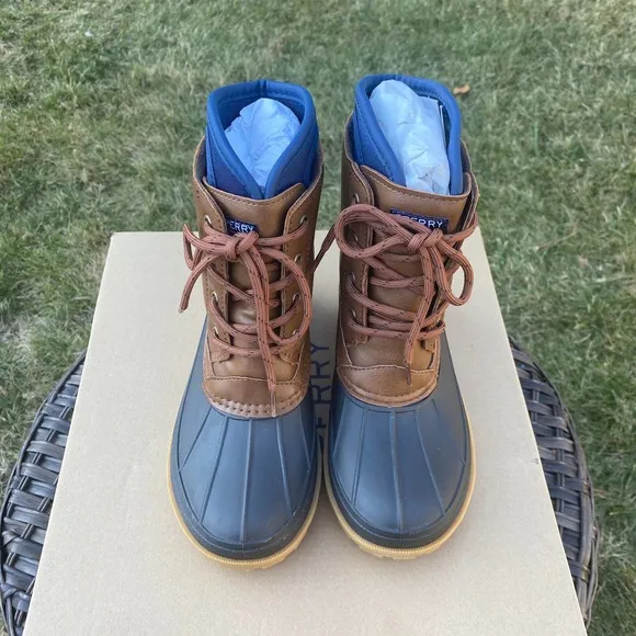 NWT/ NIB Sperry Boys Harbor Duck Boots Tan/Brown (Size 1)