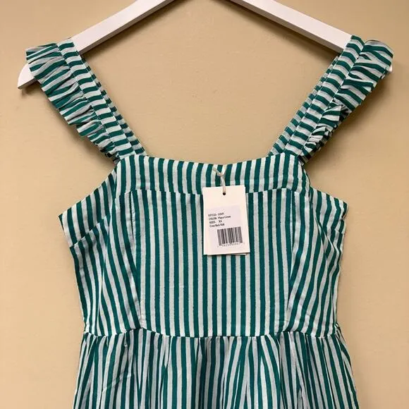 NWT Oliphant Green Midi Vacation Cotton Quiet Luxury Pool Beach Resort XS Dress