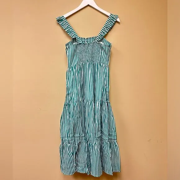 NWT Oliphant Green Midi Vacation Cotton Quiet Luxury Pool Beach Resort XS Dress