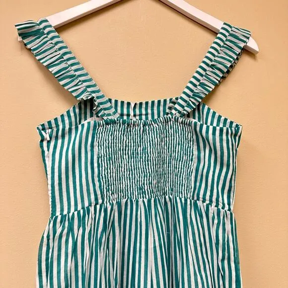 NWT Oliphant Green Midi Vacation Cotton Quiet Luxury Pool Beach Resort XS Dress