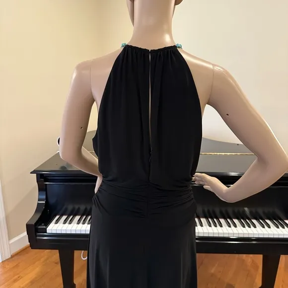 NWT Party Holiday Wedding Minimalist Jones New York Black Jersey Halter Dress