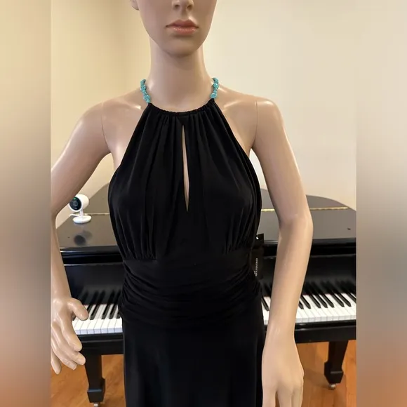 NWT Party Holiday Wedding Minimalist Jones New York Black Jersey Halter Dress