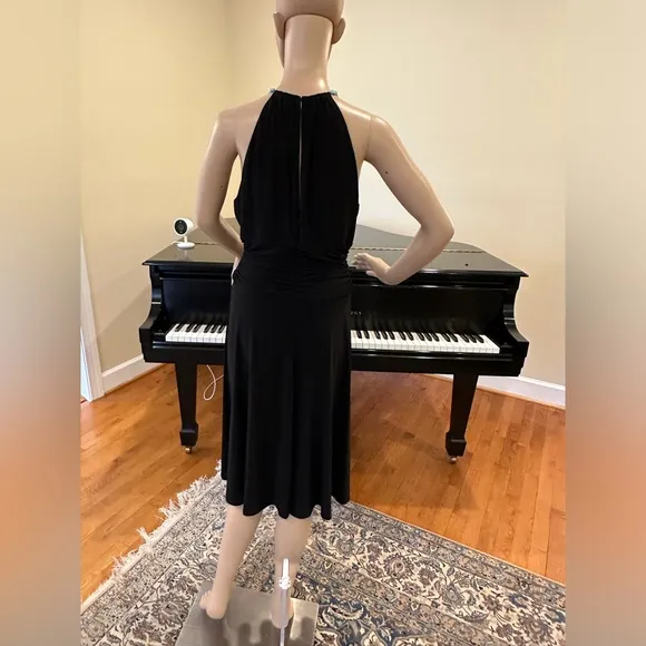 NWT Party Holiday Wedding Minimalist Jones New York Black Jersey Halter Dress