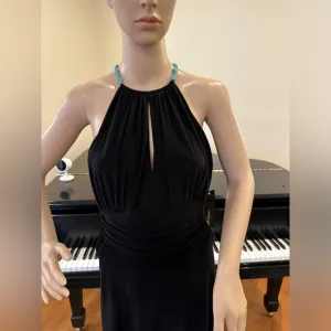 NWT Party Holiday Wedding Minimalist Jones New York Black Jersey Halter Dress