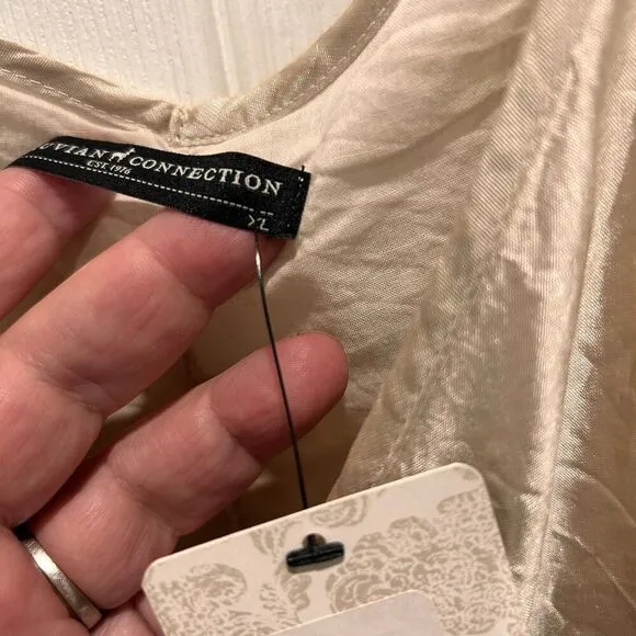 NWT Peruvian Connection Silk Margot Dress Sz XL Alabaster Beige Beachy Luxury