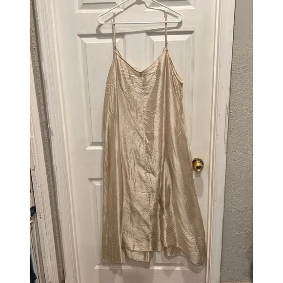 NWT Peruvian Connection Silk Margot Dress Sz XL Alabaster Beige Beachy Luxury