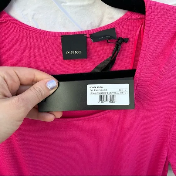 NWT Pinko Fuchsia Pink Fit and Flare Ponza Dress Size Large