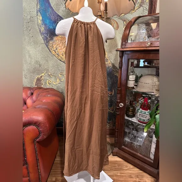 NWT PRLA LUXURY Elena Dress in Olive COLOR SLEEVELESS SUMMER DRESS