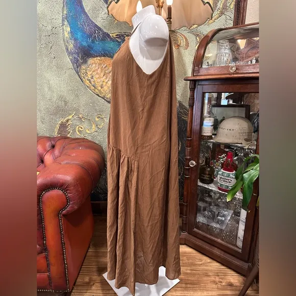 NWT PRLA LUXURY Elena Dress in Olive COLOR SLEEVELESS SUMMER DRESS
