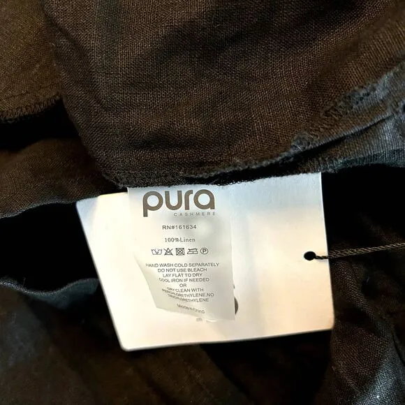 NWT Pura Cashmere 100% Linen Black Dress Size Medium