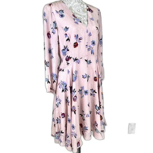 NWT Rebecca Taylor Long Sleeve Bellflower Dress Blush Size 10