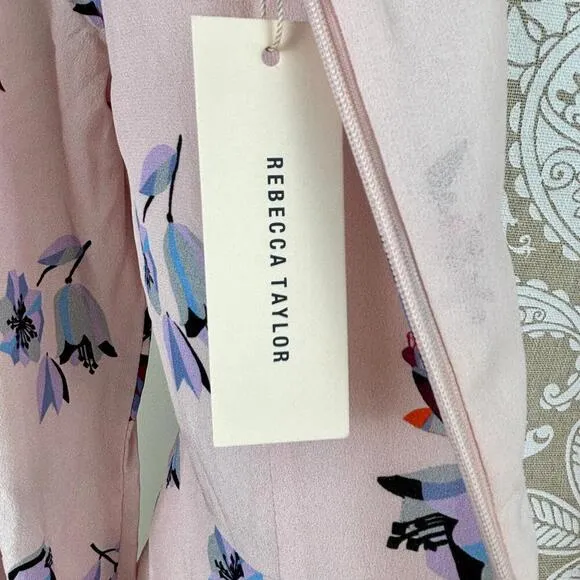 NWT Rebecca Taylor Long Sleeve Bellflower Dress Blush Size 10