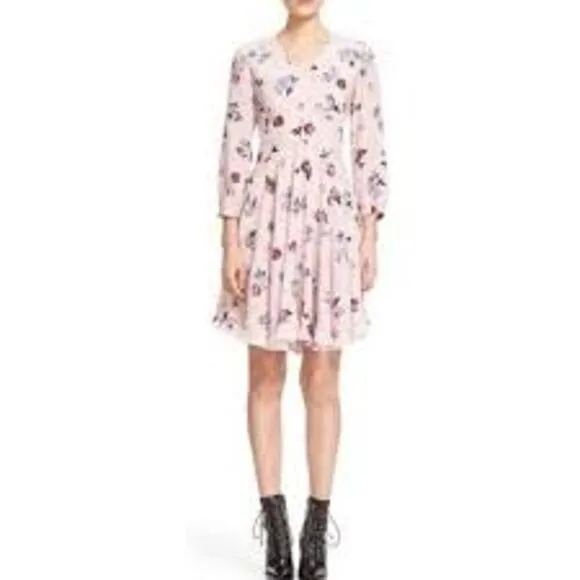 NWT Rebecca Taylor Long Sleeve Bellflower Dress Blush Size 10