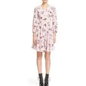 NWT Rebecca Taylor Long Sleeve Bellflower Dress Blush Size 10