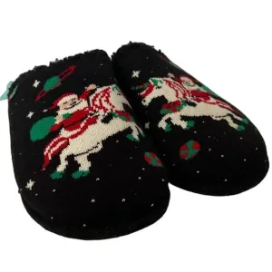 NWT REEF x Tipsy Elves Men's Santa Unicorn Reef Slippers Faux Fur Black Size 9