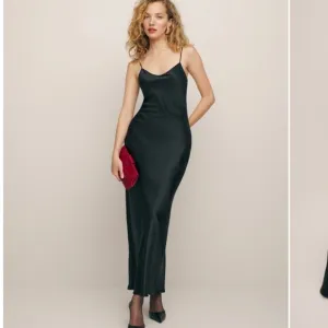 NWT Reformation 100% Silk  Slip Dress Black Strappy Sexy Minimalist Maxi