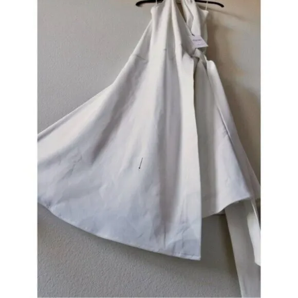 NWT Reiss Piper Halter Woven Midi Wrap Dress 0 White Minimalist Belted