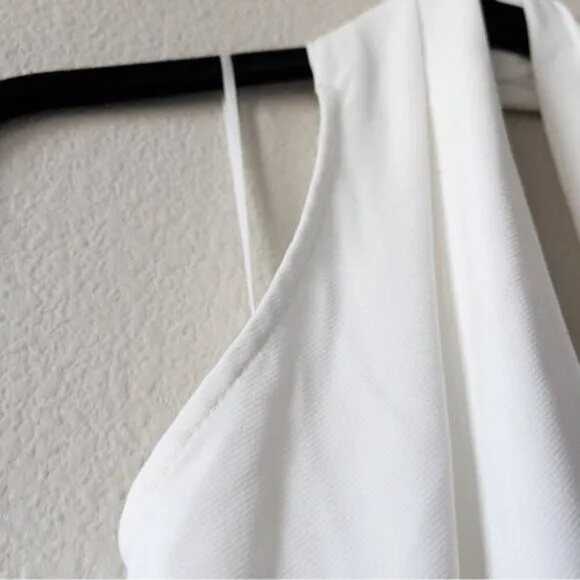 NWT Reiss Piper Halter Woven Midi Wrap Dress 0 White Minimalist Belted
