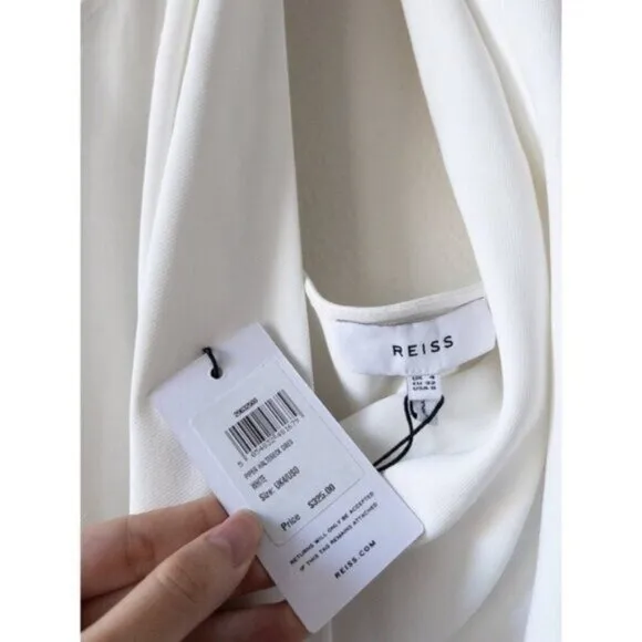 NWT Reiss Piper Halter Woven Midi Wrap Dress 0 White Minimalist Belted