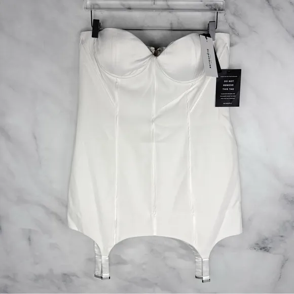 NWT Retrofete Tegan Bustier Corset Strapless Bra Cup Garter Mini Dress White L