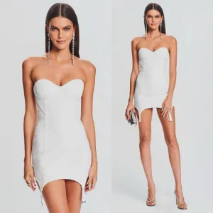 NWT Retrofete Tegan Bustier Corset Strapless Bra Cup Garter Mini Dress White L
