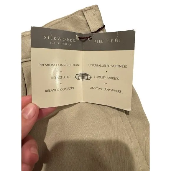 NWT Savane Luxury Mens Khaki Pleated Shorts Tan Dress Classic Chino Golf Size 40