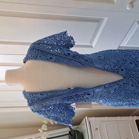 NWT Shoshanna Womens Luxury Blue Lace Midi Formal/Party/Wedding Guest Dress S-6