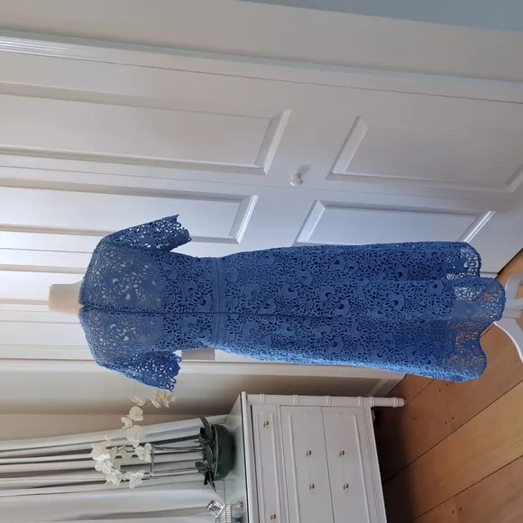 NWT Shoshanna Womens Luxury Blue Lace Midi Formal/Party/Wedding Guest Dress S-6