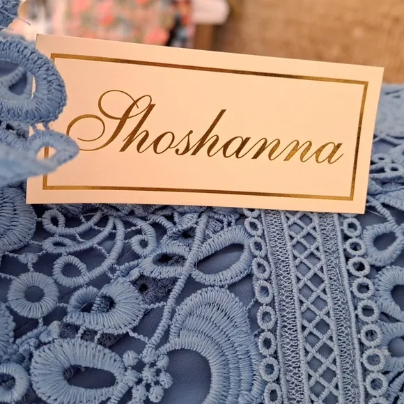 NWT Shoshanna Womens Luxury Blue Lace Midi Formal/Party/Wedding Guest Dress S-6