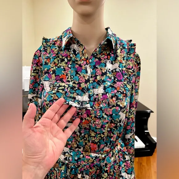 NWT Spring Summer Minimalist Retro J. Crew Animal Floral Print Dress