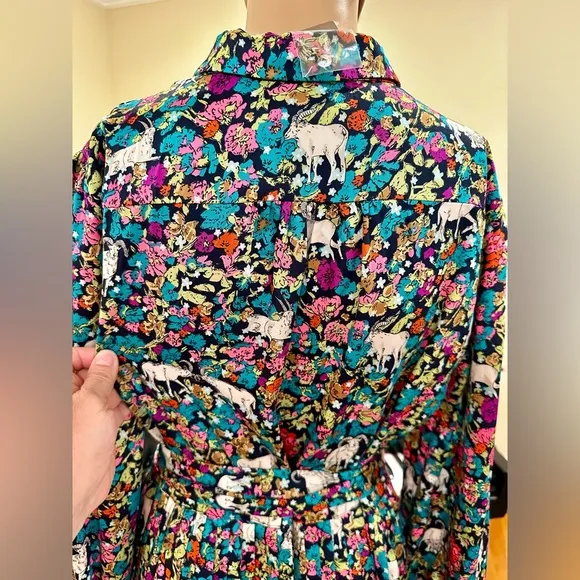 NWT Spring Summer Minimalist Retro J. Crew Animal Floral Print Dress