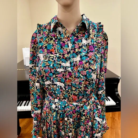 NWT Spring Summer Minimalist Retro J. Crew Animal Floral Print Dress