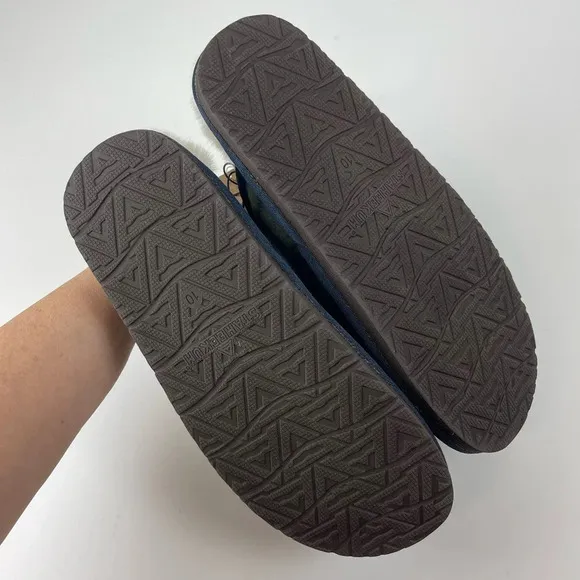 NWT Staheekum Alpine Flannel Slippers Size 10 Navy Faux Fur Shearling Plaid